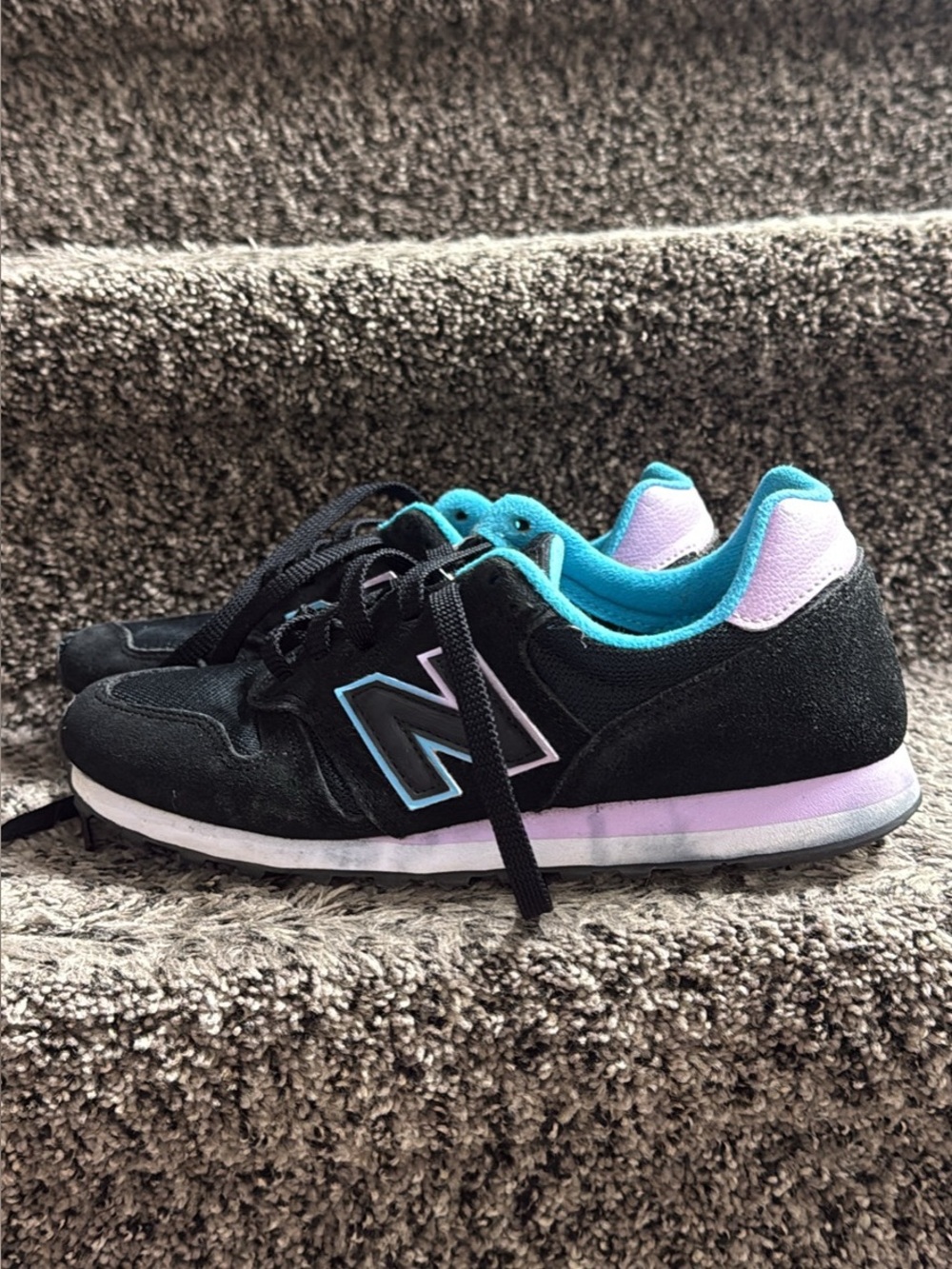 New Balance  Black Teal Purple Accent Sneakers